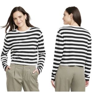 Black and White Striped Women's Top